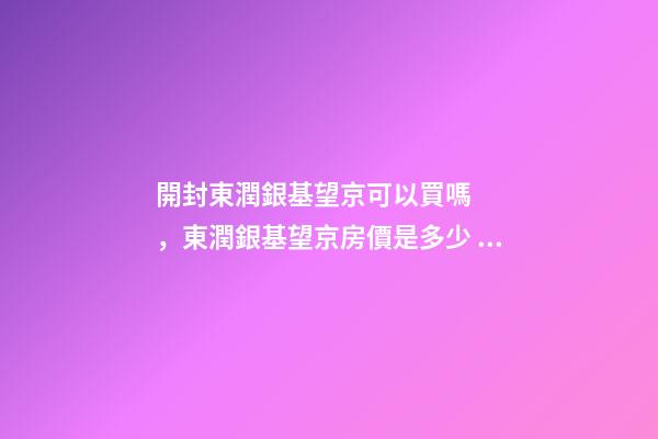 開封東潤銀基望京可以買嗎，東潤銀基望京房價是多少？